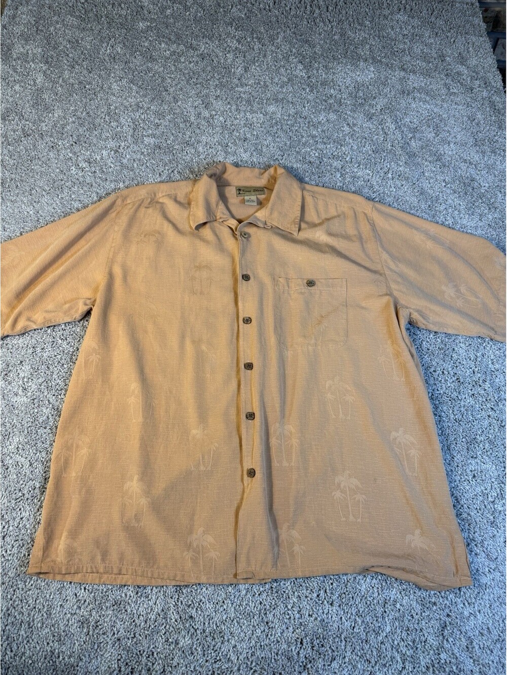 Kona Shore Men’s 100% Silk Shirt Size XL Short Sleeve Button Down Orange Peach